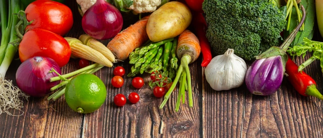 Healthy Vegetables Wooden Table